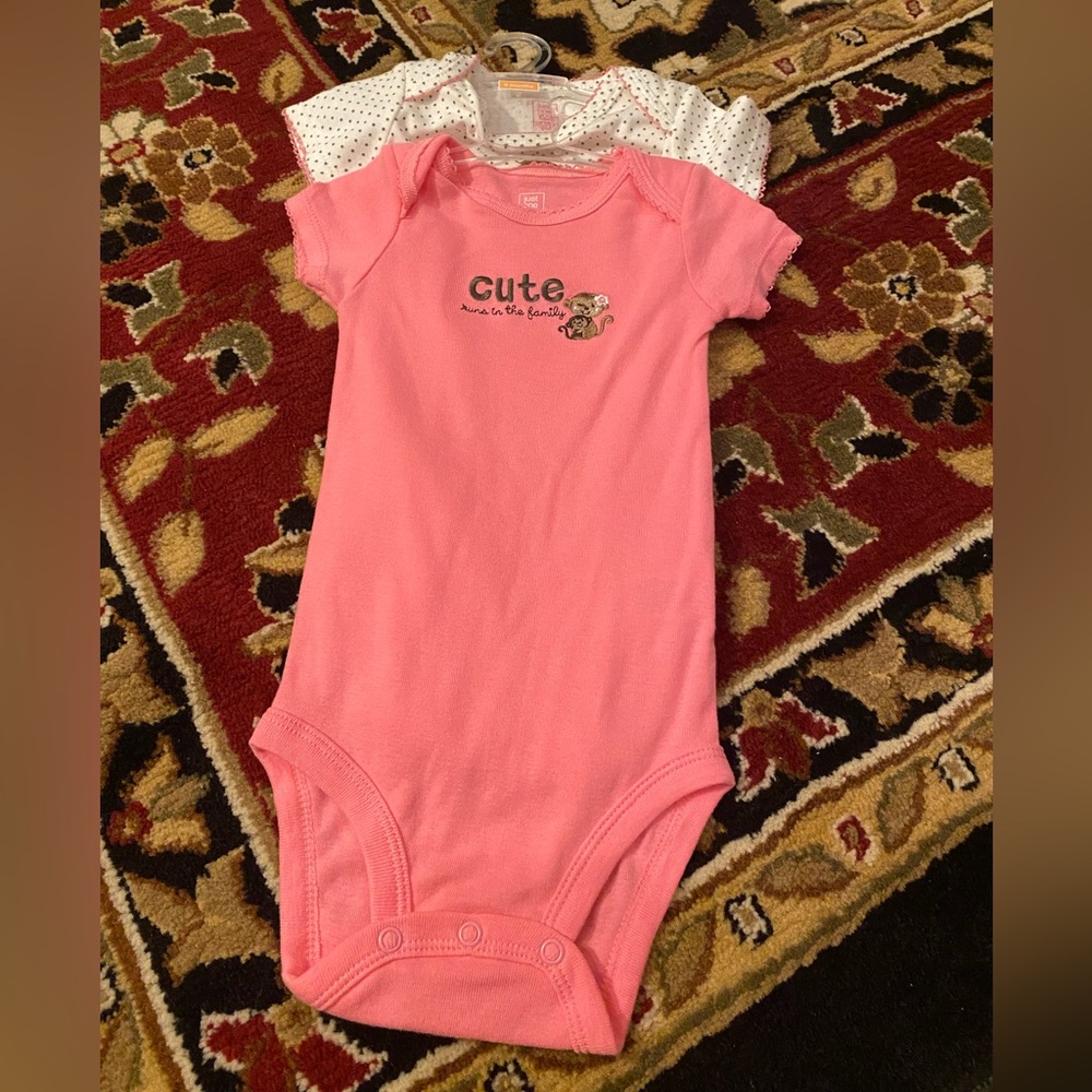 New Carter’s Baby Girl Onesie 2 Pack, 9M